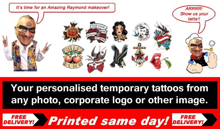 Amazing Raymond Temporary tattoos is the Origianl best and most innovative Tattoo Artist today. Selling from opur online shop we have developed formulas and hi tech equipment enabling is to be able to print your tattoos same day and send out with free delivery
